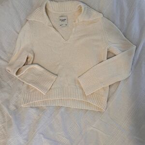 Abercrombie & Fitch V-Neck Collared Sweater